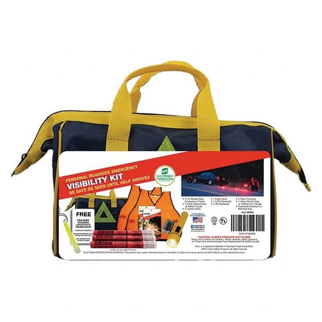 Highway Safety Kits, Includes: (2) AA Batteries,(2) Bright Safety Vests,(2) Carrying Cases,(2) Rain Ponchos,(3) 15 Minute Red Emergency Flares MPN:95-07-62