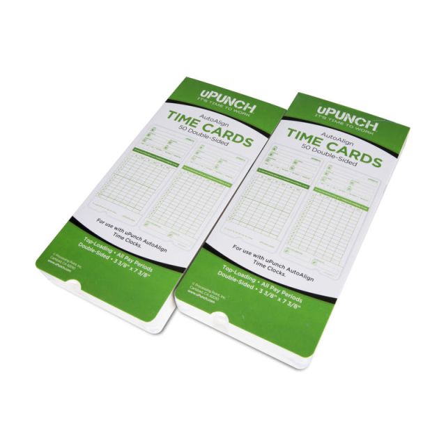 uPunch All Pay Periods Time Cards, 2-Sided, 3.5in x 7.5in, Green, Pack Of 100, HNTCG1100 (Min Order Qty 3) MPN:HNTCG1100