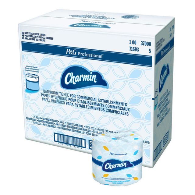 Charmin For Commercial Use Toilet Paper, Individually Wrapped, 2-Ply Standard Roll, 75 Rolls / Case, 450 Sheets / Roll MPN:71693