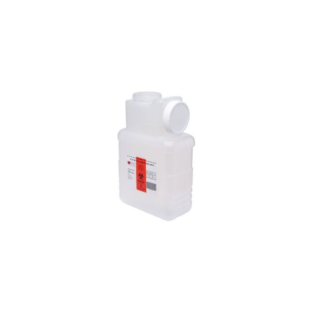 Post Medical 1.5 Gallon Leak-tight Sharps Container with Locking Screw Cap Translucent 22/CS 2201-LPBW-22