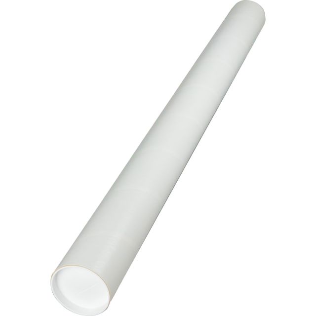 Quality Park White Kraft Fiberboard Mailing Tubes - 36in Length - 3in Diameter - Removable End Caps - Fiberboard, Kraft - 25 / Carton - White MPN:46020