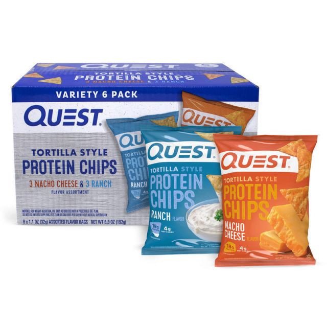 Quest Tortilla-Style Protein Chips Variety Pack, 1.1 Oz Bags, Pack Of 6 Bags (Min Order Qty 2) MPN:1104