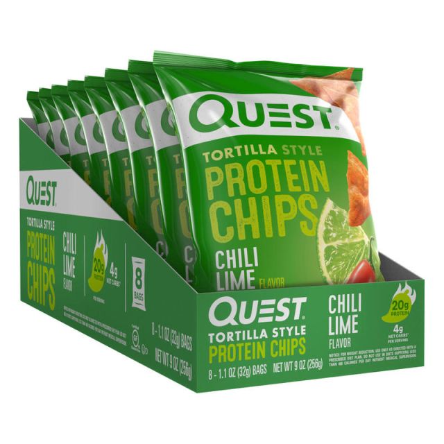 Quest Protein Chips, Chili Lime, 1.1 Oz, Pack Of 8 Bags (Min Order Qty 2) MPN:NTCCL8M1