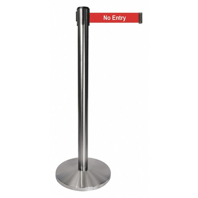 Barrier Post Gray Post No Entry Belt Msg MPN:QPLUS-1S-RB