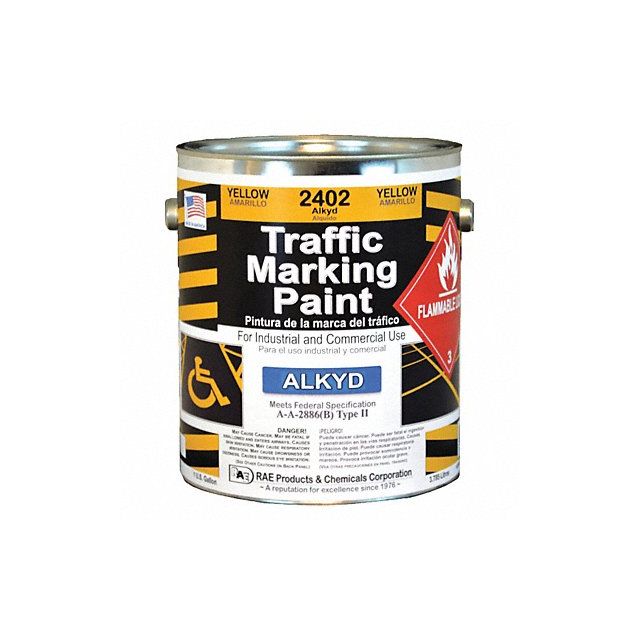 Traffic Zone Marking Paint Yellow 1gal 2402-01 Paint