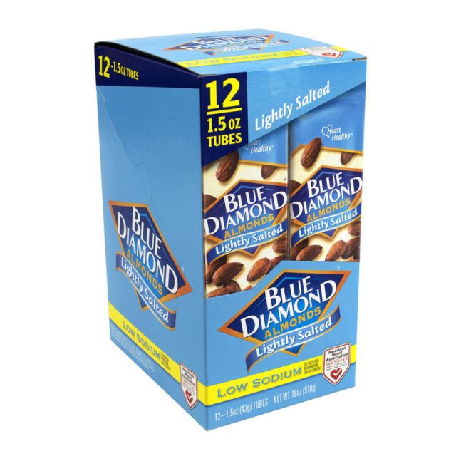 Blue Diamond Low-Sodium Lightly Salted Almonds, 1.5 Oz, Box Of 12 Packs (Min Order Qty 3) 11026