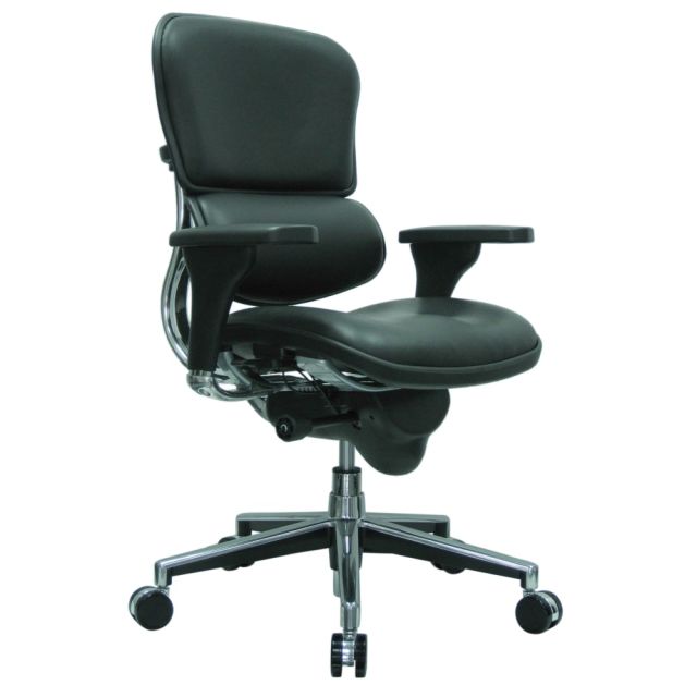 Eurotech Ergohuman Bonded Leather Mid-Back Chair, Black/Chrome MPN:LE10ERGLO