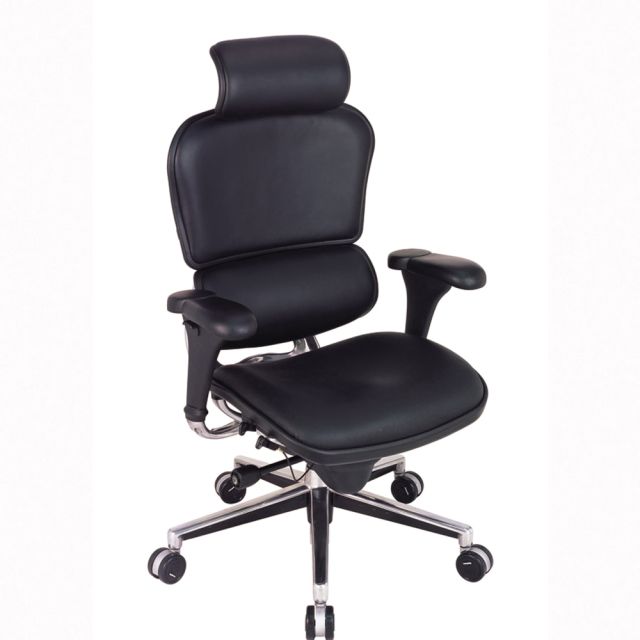 Eurotech Ergohuman Ergonomic Bonded Leather High-Back Chair, Black/Chrome MPN:LE9ERG