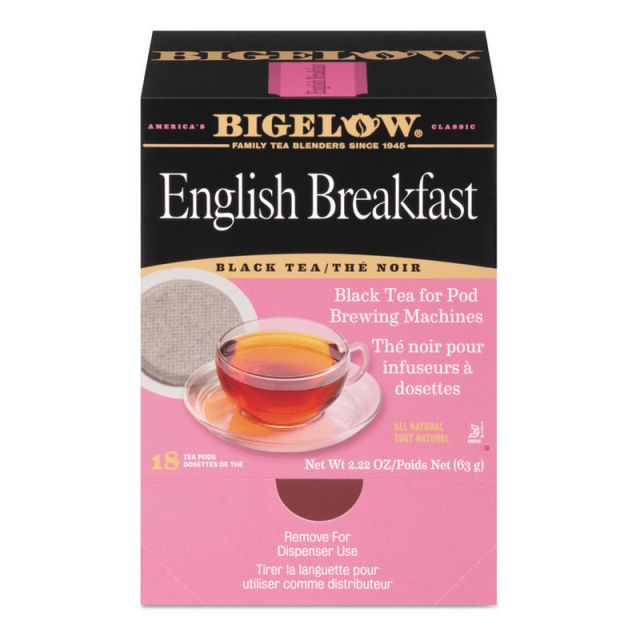 Bigelow English Breakfast Tea Single-Serve Pods, 1.9 Oz, Box Of 18 (Min Order Qty 4) MPN:RCB09906
