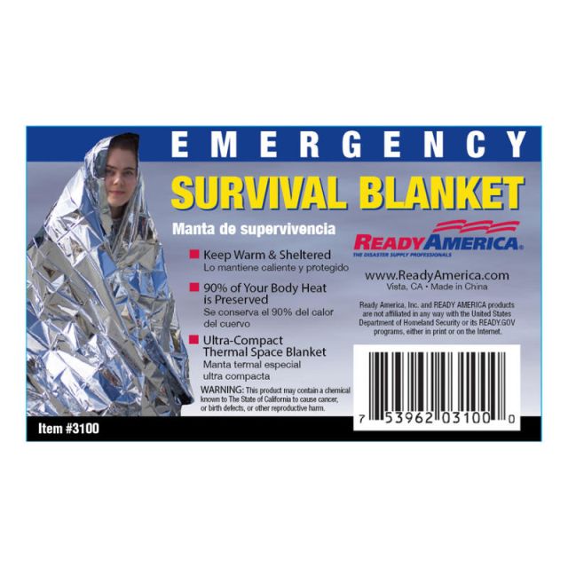 Ready America Emergency Survival Blankets, Pack of 25 Blankets MPN:3101