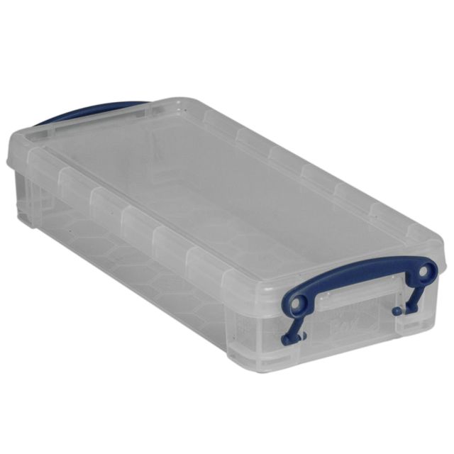 Really Useful Box Plastic Storage Container With Built-In Handles And Snap Lid, 0.55 Liter, 8 1/2in x 4in x 1 3/4in, Clear (Min Order Qty 19) MPN:0.55C