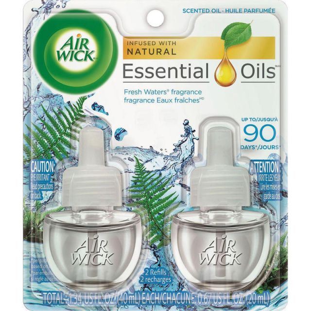 Air Wick Essential Oils Scented Oil Warmer Refill, 0.67 Oz, Fresh Waters, Pack Of 2 (Min Order Qty 7) MPN:79717