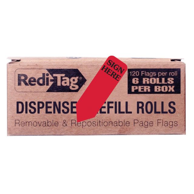 Redi-Tag Sign Here Reversible Red Refill Rolls - 720 - 1.87in x 0.56in - Arrow - 
