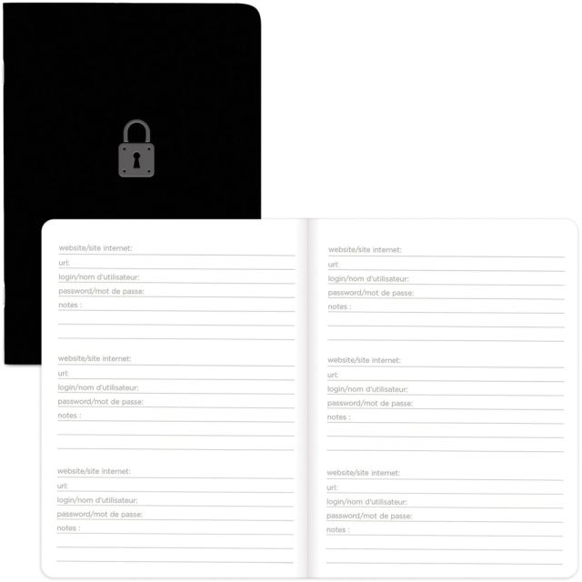 Rediform Password Notebook, 64 Pages, Black (Min Order Qty 9) MPN:A00781