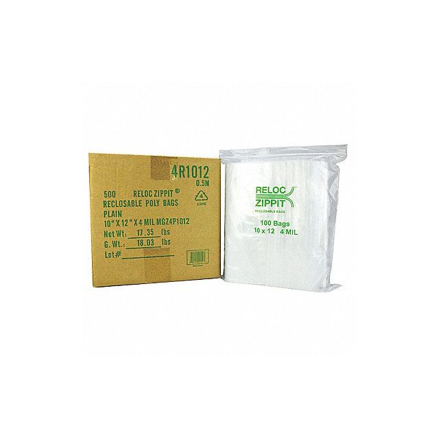 Reclosable Poly Bag Zip Seal PK500 MPN:4R1012