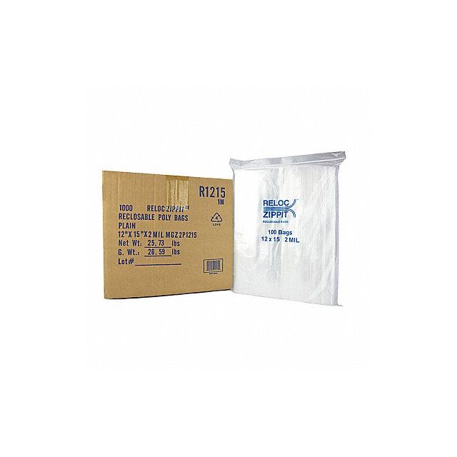Reclosable Poly Bag Zip Seal PK1000 MPN:R1215