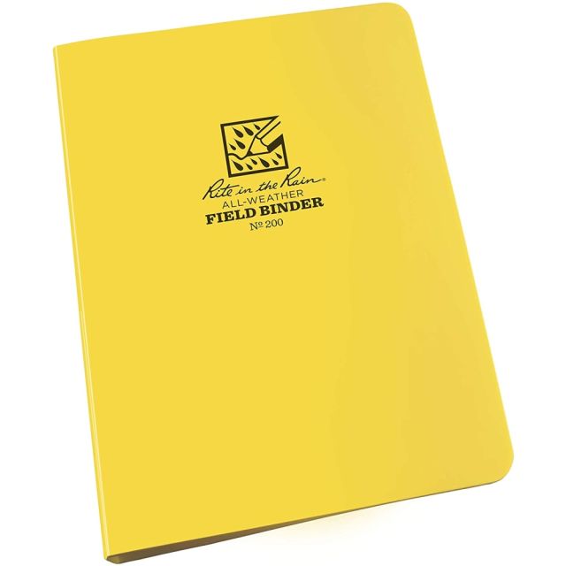 Rite In The Rain All-Weather 6-Ring Binder, 1/2in Round Rings, Yellow, Pack Of 5 MPN:200