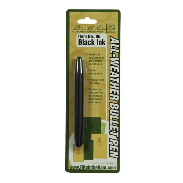 Rite in the Rain All-Weather Tactical Pen, Bullet, Medium Point, Black Barrel, Black Ink (Min Order Qty 3) MPN:138000
