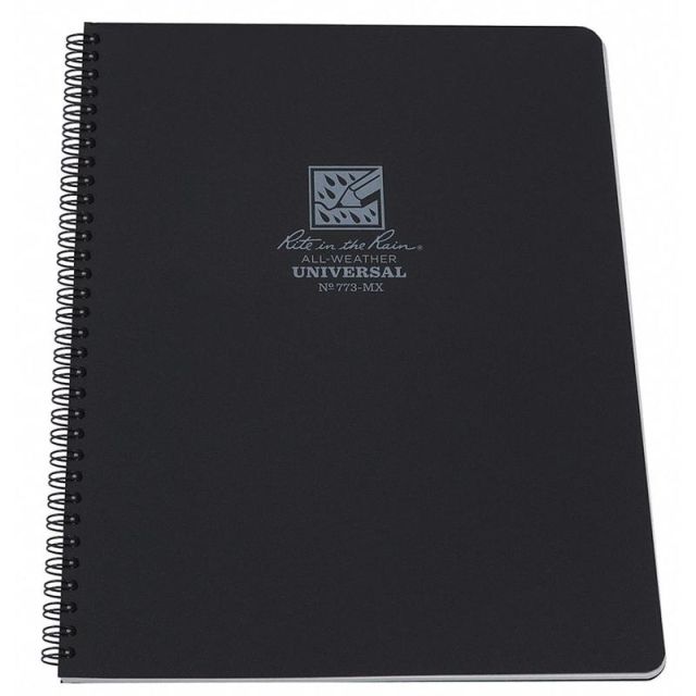 Rite in the Rain All-Weather Spiral Notebooks, Maxi-Side, 8-1/2in x 11-3/4in, 84 Pages (42 Sheets), Black, Pack Of 6 Notebooks MPN:773-MX