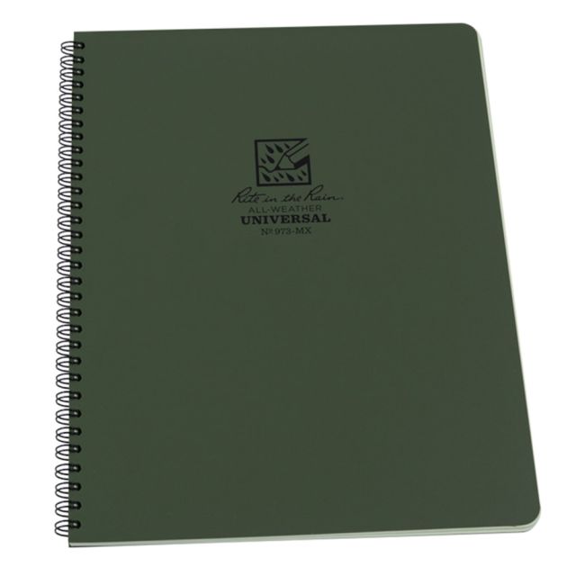 Rite in the Rain All-Weather Spiral Notebooks, Maxi Side, 8-3/4in x 11in, 84 Pages (42 Sheets), Green, Pack Of 6 Notebooks MPN:973-MX