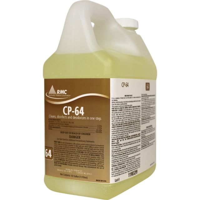 RMC CP-64 Cleaner - For Toilet - Concentrate - 64 fl oz (2 quart) - Fresh Lemon Scent - 4 / Carton - Disinfectant - Yellow MPN:RCM11983299