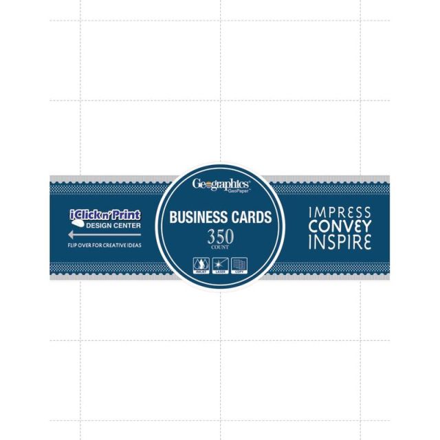Geographics Inkjet, Laser Print Business Card - 3 1/2in x 2in - 65 lb Basis Weight - Recycled - 30% Recycled Content - 350 / Pack - White (Min Order Qty 4) MPN:39051