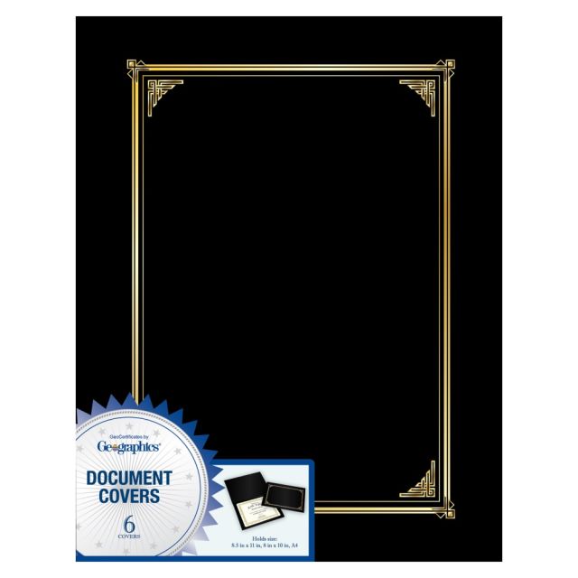 Geographics 30% Recycled Document Covers, 9 3/4in x 12 1/2in, Black, Pack Of 6 (Min Order Qty 11) MPN:45331H