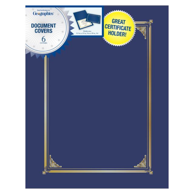 Geographics 30% Recycled Document Covers, 9 3/4in x 12 1/2in, Navy Blue, Pack Of 6 (Min Order Qty 11) MPN:45332H