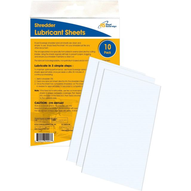 Royal Sovereign shredder lubricant sheets - Shredder Lubricant Sheets (Min Order Qty 9) MPN:RS-SLS