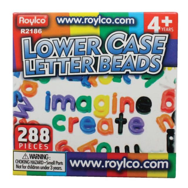 Roylco Lowercase Manuscript Letter Beads, 5/8 x 1in, Assorted Colors, Pack Of 288 (Min Order Qty 2) MPN:R-2186