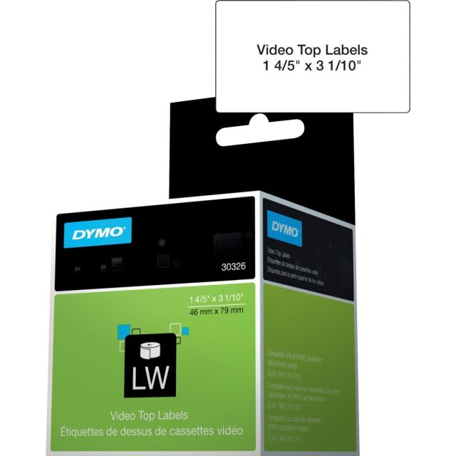 DYMO LabelWriter Video Spine Labels, DYM30326, 1 4/5inW x 3 1/10inL, Rectangle, Direct Thermal, White, Roll Of 150 (Min Order Qty 4) MPN:30326