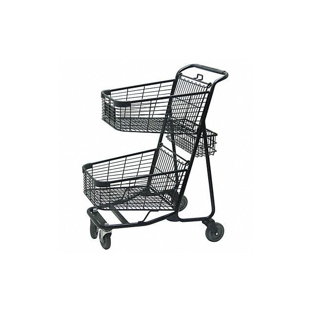 Two Tier Shopping Cart 29 in L 300 lb. MPN:RWR-VER-5050BK