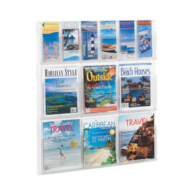 Clear Literature Rack, Combination, 6 Magazine Pockets, 6 Pamphlet Pockets MPN:5606CL