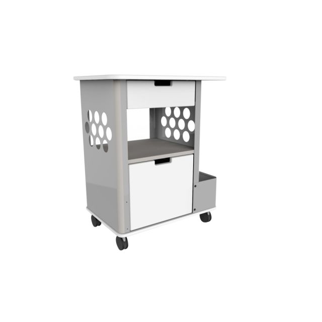 Safco Focal Plastic Rolling 2-Drawer Storage Cart, 33 1/2in x 28in x 20in, Silver MPN:5202WH