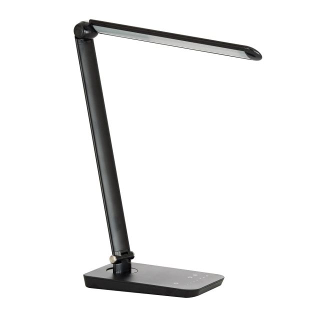Safco Vamp LED Flexible Light - 16.8in Height - 5in Width - 9 W LED Bulb - Dimmable, Flexible Neck, USB Charging, Adjustable Brightness - 550 lm Lumens - ABS Plastic, Aluminum - Desk Mountable - Black - for Desk, Table MPN:1001BL