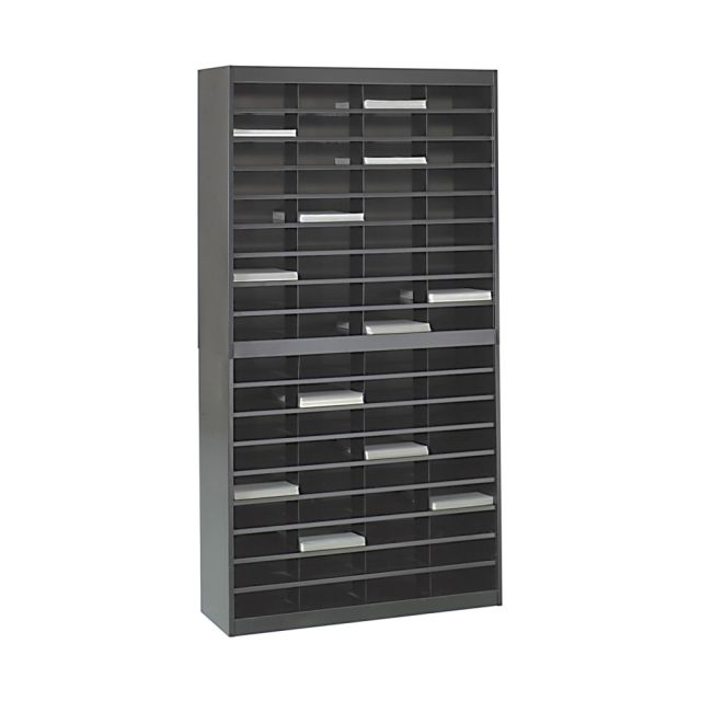 Safco E-Z Stor Steel Literature Organizer, 72 Compartments, 71inH, Black 9241BLR Retail