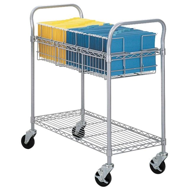 Safco Wire Mail Cart, 38 1/2inH x 21inW x 42inD, Metallic Gray MPN:5236GR