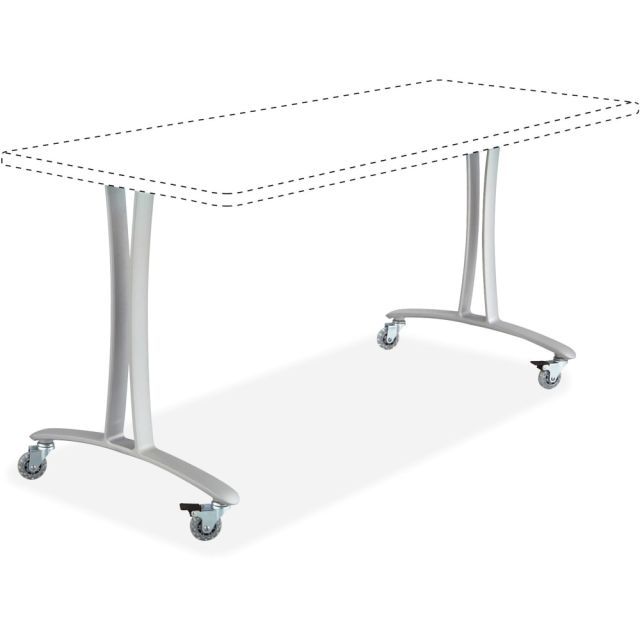 Safco Rumba Training Table T-leg Base with Casters - Metallic Gray T-shaped Base - 2 Legs - 25.25in Height x 5.25in Width MPN:2082SL
