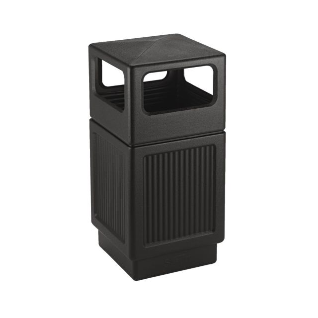 Safco Canmeleon 38-gallon Waste Receptable - 38 gal Capacity - Rectangular - 39.3in Height x 18.3in Width x 18.3in Depth - High-density Polyethylene (HDPE), Stainless Steel, Plastic - Black - 1 Each MPN:9476BL