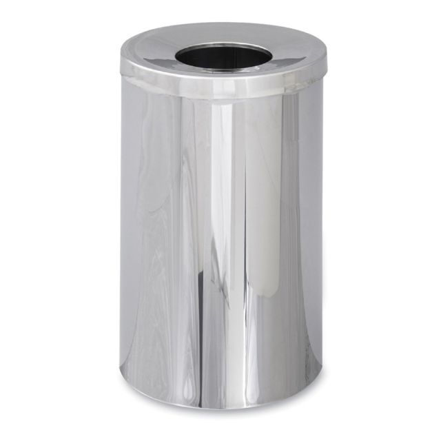 Safco Reflections Open-Top Receptacle, 35inH x 18 1/2inW x 7 1/2inD, 35-Gallon, Chrome MPN:9695