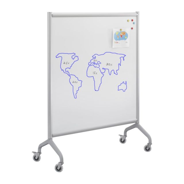 Safco Rumba Screen Dry-Erase Whiteboard, 54in x 42in, Aluminum Frame With Silver Finish MPN:2015WBS