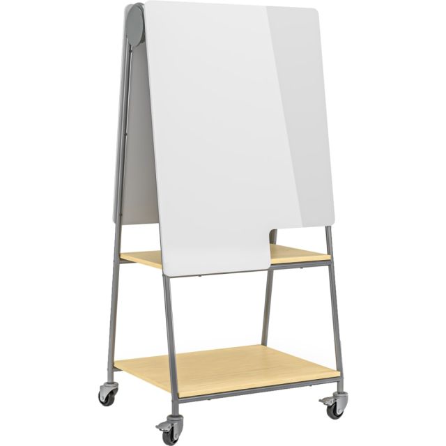 Safco Learn Mobile Whiteboard, 63-7/16inH x 30inW x 24-1/16inD, White/Silver MPN:3909GR