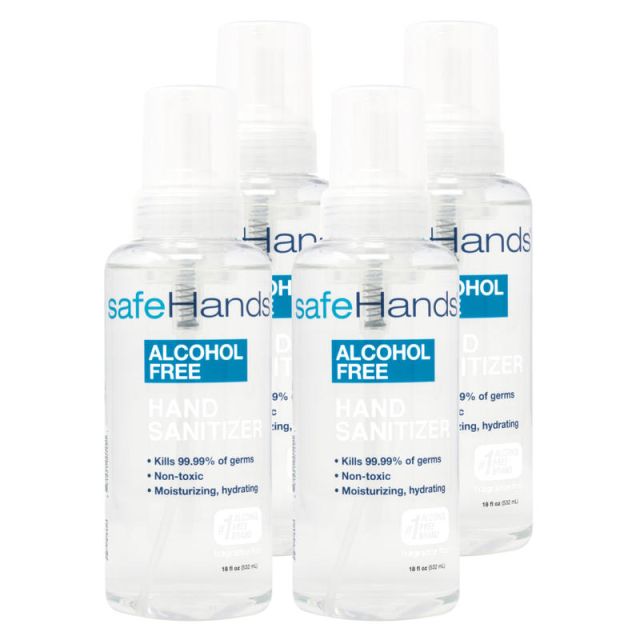 safeHands Alcohol-Free Hand Sanitizer, 18 Oz, Pack Of 4 Bottles (Min Order Qty 2) MPN:SHU-18-4C