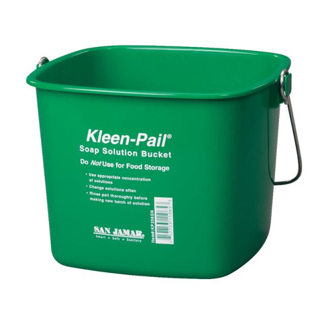 San Jamar Kleen Pail Plastic Buckets, 6 Qt, Green, Pack Of 12 MPN:KP196GN
