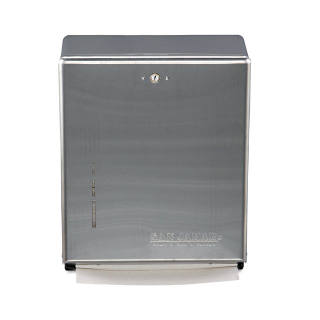 San Jamar C-Fold/Multifold Towel Dispenser, 14 3/4inH x 11 3/8inW x 4inD, Silver MPN:T1900SS