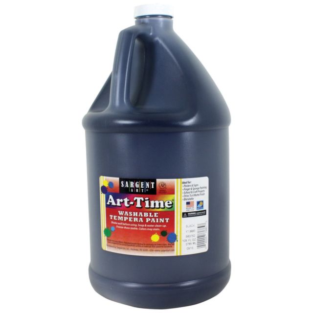 Sargent Art Art-Time Washable Tempera Paint, 1 Gallon, Black (Min Order Qty 2) MPN:SAR173685