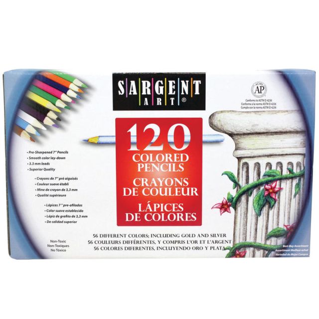 Sargent Art Colored Pencils, 3.3 mm, Assorted Colors, Pack Of 120 Pencils (Min Order Qty 2) MPN:SAR227252