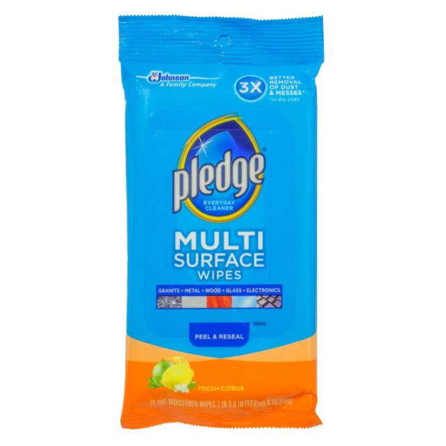 Pledge Multi-Surface Clean & Dust Wipes, Box Of 25 Wipes (Min Order Qty 9) CB214629