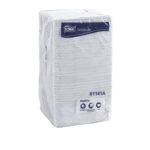 Tork Beverage Napkins, 9 3/8in x 9 3/8in, 100% Recycled, White, Pack Of 500 (Min Order Qty 9) MPN:B1141A