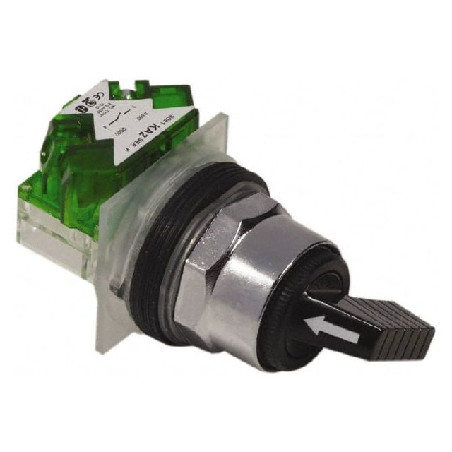 Selector Switch: 2 Positions, Maintained (MA), 600V, 10 Amp, Black Knob & Push Button MPN:9001KS11FBH5